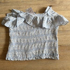 NWT Olivaceous Blue with white floral design tube top